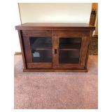 Rustic Distressed Wood Media or Display Cabinet - Glass Doors Slide