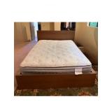 IKEA Brown Veneer Platform Bed with Serta Mattress