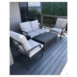 Modern Grey Metal Outdoor Patio Seating Set