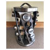 Stainless Steel Rotating Spice Rack with Glass Jars