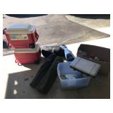 Lot of 2 Igloo Wheelie Coolers with Camp Stove & Gear