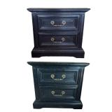 Pair of Bassett Black Wood Bedside Tables 23.25in H