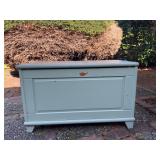 Mid-Century Shabby Chic Mint Wooden Storage Chest