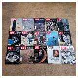 Vintage LIFE magazines covering historic events, space exploration, public figures and American cult