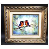 Lot # : 1 - Rene Bernard Enamel On Copper Owl Art