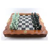 Lot # : 189 - Vintage Chinese Faux Jade Folding Chess Set