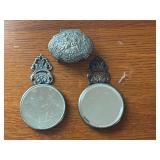 Vintage Silver Plate Hand Held Mirrors and Trinket Box