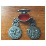 Vintage Silver Plate Hand Held Mirrors and Trinket Box