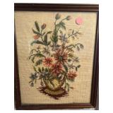 Needlepoint Framed Flowers