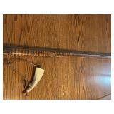 Antique American Tiger Stripe Stock Longrifle w/ Powder Horn