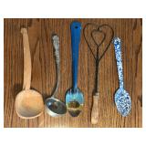 Assorted Vintage Kitchen Utensils and Rug Beater