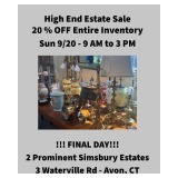 20% off Final Day Sunday Sept 20
