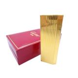 Vintage Cartier Paris Gold Tone Ribbed Textured Metal Lighter