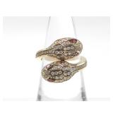 Bvlgari Serpenti Seduttori Diamond Rubellite 18K Rose Gold Ring Size 52