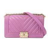 Chanel Purple Cowhide Boy 25 Crossbody Bag