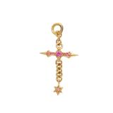 Chrome Hearts Raleigh Cross Pink Sapphire 22K Charm Pendant