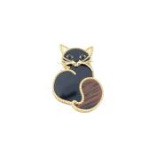 Van Cleef & Arpels Lucky Animals Cat Onyx Tigers Eye 18K Yellow Gold Brooch