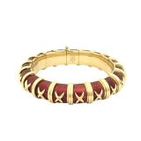 Tiffany & Co. Schlumberger Vintage Croisillon Red Enamel 18K Yellow Gold Bracelet