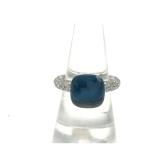 Pomellato Nudo Blue Topaz Diamond 18K Yellow Gold Ring