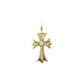 Chrome Hearts Fat Cross Pave Diamond 22K Gold Charm Pendant
