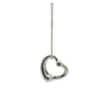 Tiffany & Co. 925 Sterling Silver Open Heart Gemstone Pendant Necklace