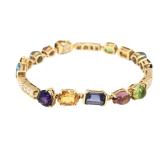Bvlgari Allegra Multi Gemstone Diamond 18K Yellow Gold Bracelet