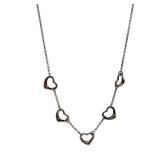 Tiffany & Co. Open Heart 5 Motif 925 Sterling Silver Necklace