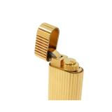 Vintage Cartier Gold Tone Vertical Ribbed Rectangular Lighter