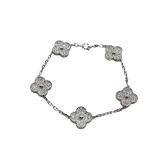 Van Cleef & Arpels Vintage Alhambra Pave Diamond 18K White Gold 5 Motif Bracelet