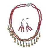 Ancient Gold & Coral Pendant Jewelry Set