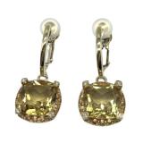 Mauboussin 18K Yellow Gold Diamond and Cushion-Cut Yellow Gemstone Drop Earrings