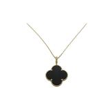 Van Cleef & Arpels Magic Alhambra Black Onyx 18K Yellow Gold Pendant Necklace