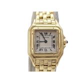 Cartier Panthere Womens 18k Gold Quartz Watch Rectangular Face Roman Numerals