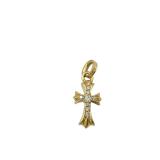 Chrome Hearts Diamond Baby Fat Cross 22K Gold Charm Pendant