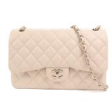 Chanel Beige Quilted Caviar Jumbo Flap Bag