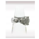 Cartier Panthere Diamond Pave Emerald Onyx 18K White Gold Ring
