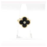 Van Cleef & Arpels Alhambra Diamond Black Onyx 18K Yellow Gold Ring