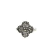 Van Cleef & Arpels Vintage Alhambra Pave Diamond 18K White Gold Ring