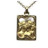 Carrera y Carrera 18K Yellow Gold Double Figure Relief Diamond Pendant Necklace