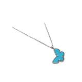 Van Cleef & Arpels Sweet Alhambra Papillon Turquoise 18K White Gold Pendant Necklace