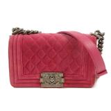 Chanel Pink Tian Ei Velvet Boy Bag A67085
