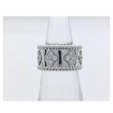 Van Cleef & Arpels Perlee Diamond Clover 18K White Gold Ring