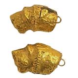 Ancient Gold Lion Head Pendants (2) i mil BC