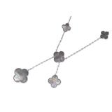 Van Cleef & Arpels Magic Alhambra 6 Motifs Grey Mother of Pearl 18K White Gold Bib Necklace