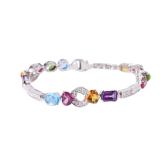 Bvlgari Allegra Multi Gemstone Diamond 18K White Gold Bracelet (2)