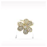 Van Cleef & Arpels Frivole Flower Pave Diamond 18K Yellow Gold Ring