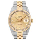 Rolex Datejust 36mm Gold & Steel Diamond Dial Watch