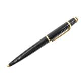 Vintage Cartier Black Lacquer Style Gold Tone Ballpoint Pen with Blue Cabochon