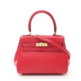 Hermes Mini Kelly Crossbody Bag in Red Leather