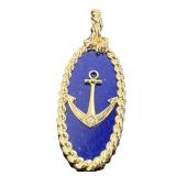 Vintage Van Cleef & Arpels 18K Gold Lapis Lazuli Diamond Anchor Pendant